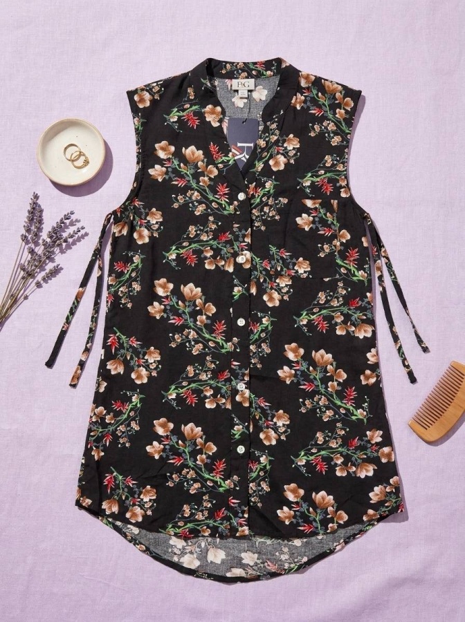 تونیک حلقه ای نخی  دخترانه شاخه گل