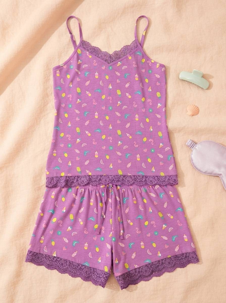 تاپ وشورتک نخ پنبه لبه تور summer